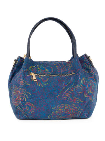 Mia Tomazzi Leder-Henkeltasche "Gonfalone" in Blau/ Bunt - (B)24 x (H)21 x (T)13 cm