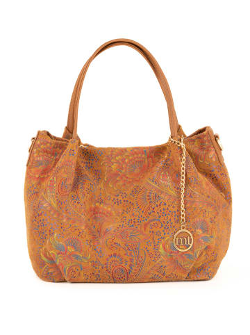 Mia Tomazzi Leder-Henkeltasche "Gonfalone" in Hellbraun/ Bunt - (B)24 x (H)21 x (T)13 cm
