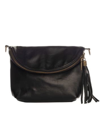 Mia Tomazzi Leren schoudertas "Cetona" zwart - (B)24 x (H)18 x (D)4 cm