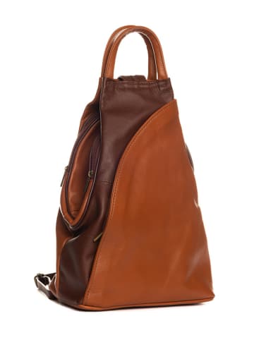 Mia Tomazzi Leren rugzak "Novara" bruin - (B)29 x (H)34 x (D)13 cm