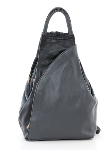 Mia Tomazzi Leren rugzak "Novara" zwart/grijs - (B)29 x (H)34 x (D)13 cm