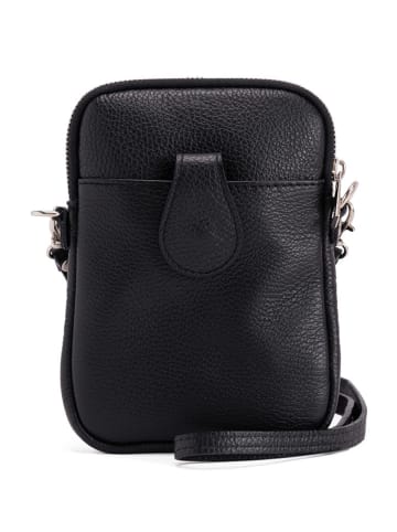 Mia Tomazzi Leder-Handytasche "Paglia" in Schwarz - (B)15 x (H)20 x (T)1 cm