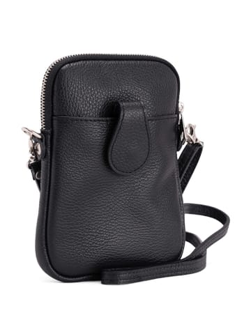 Mia Tomazzi Leder-Handytasche "Paglia" in Schwarz - (B)15 x (H)20 x (T)1 cm
