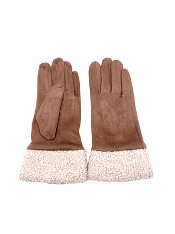 INKA BRAND Handschuhe in Taupe/ Creme