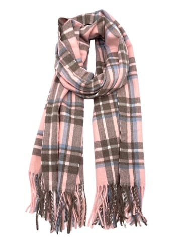 INKA BRAND Sjaal met aandeel wol lichtroze/bruin - (L)180 x (B)90 cm