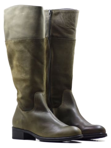 Helene Rouge Leder-Stiefel in Khaki