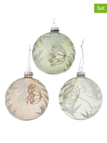 Boltze 12er-Set: Weihnachtskugeln "Doldan" in Rosa/ Grün - Ø 8 cm