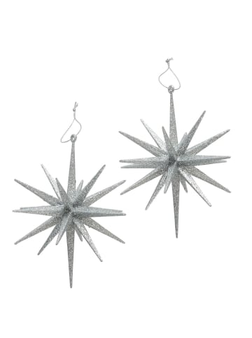 Boltze 2-delige set: decoratieve hangers "Tove" zilverkleurig - Ø 15 cm