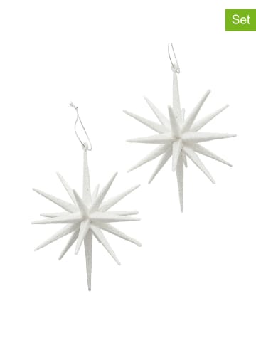 Boltze 2er-Set: Weihnachtsanhänger "Tove" in Weiß - Ø 15 cm