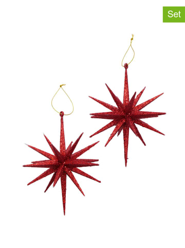 Boltze 2-delige set: decoratieve hangers "Tove" rood - Ø 15 cm