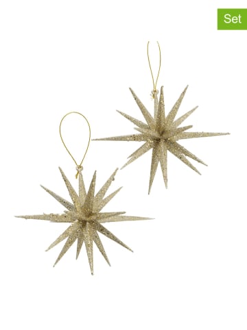 Boltze 2-delige set: decoratieve hangers "Tove" goudkleurig - Ø 14 cm