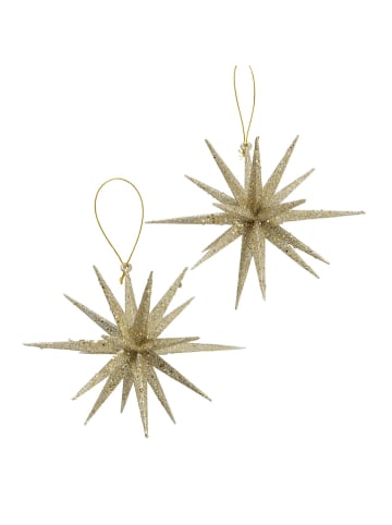 Boltze 2-delige set: decoratieve hangers "Tove" goudkleurig - Ø 14 cm