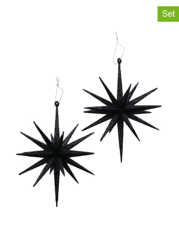 Boltze 2-delige set: decoratieve hangers "Tove" zwart - Ø 15 cm