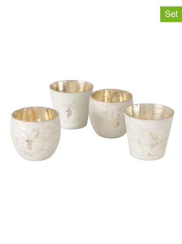 Boltze Świeczniki (4 szt.) "Reinja" w kolorze białym - wys. 9 x Ø 10 cm