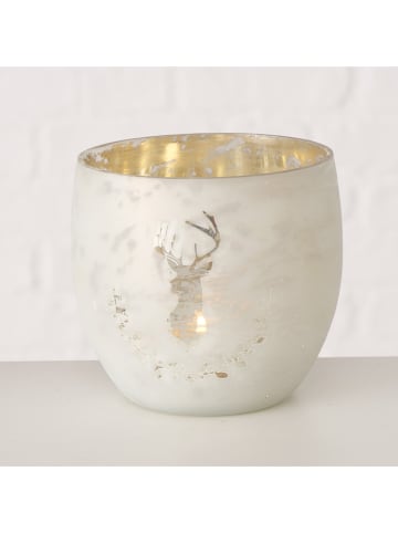 Boltze 4er-Set: Windlichter "Reinja" in Weiß - (H)9 x Ø 10 cm