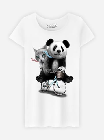WOOOP Shirt "Bicycle Panda" in Weiß