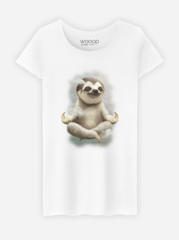 WOOOP Shirt "Medidate Sloth" in Weiß