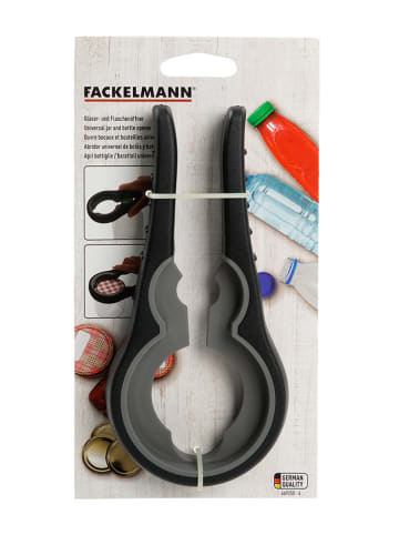 Fackelmann Otwieracz w kolorze czarno-szarym do butelek i słoików - 18,5 x 9 cm