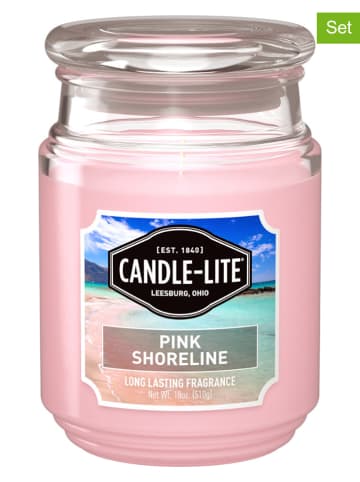 CANDLE-LITE 2-delige set: geurkaarsen "Pink Shoreline" lichtroze - 2x 510 g
