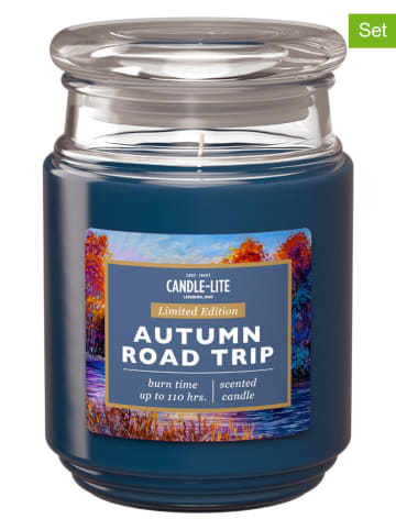 CANDLE-LITE 2-delige set: geurkaarsen "Autumn Road Trip" blauw - 2x 510 g