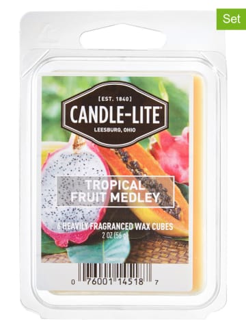 CANDLE-LITE 2-delige set: geurwas "Tropical Fruit Medley" beige - 2x 56 g