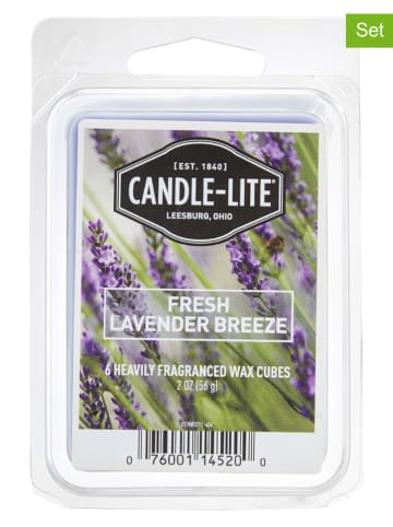 CANDLE-LITE 2-delige set: geurwas "Fresh Lavender Breeze" lichtblauw - 2x 56 g