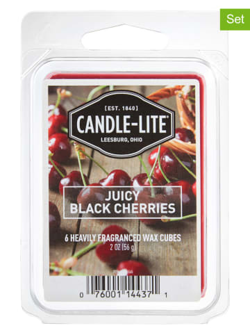 CANDLE-LITE 2-delige set: geurwas "Juicy Black Cherries" bordeaux - 2x 56 g