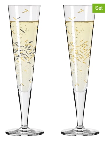 RITZENHOFF 2er-Set: Champagnergläser "Goldnacht Champus-Duett" in Gold/ Schwarz - 205 ml