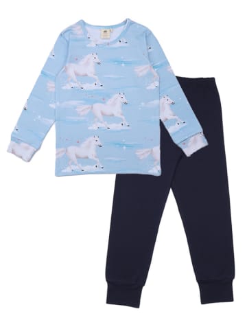 Walkiddy Pyjama in Hellblau/ Dunkelblau
