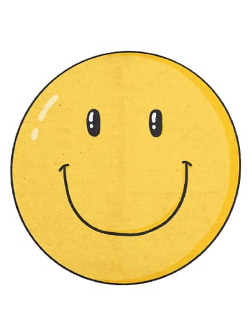 little nice things Dywanik łazienkowy "Smiley" w kolorze żółtym - Ø 50 cm