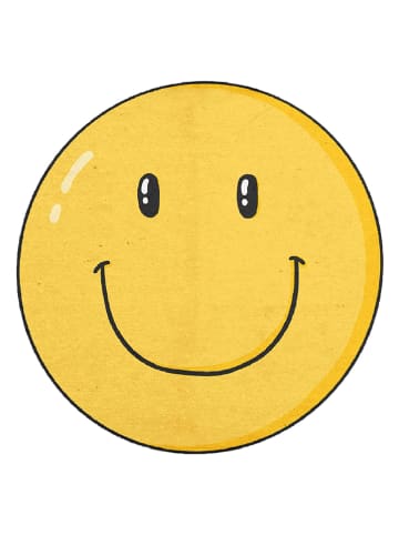 The Wild Hug Dywanik łazienkowy "Smiley" w kolorze żółtym - Ø 50 cm