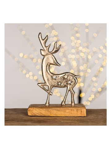 Profiline Dekofigur "Reindeer" in Natur/ Gold - (B)16 x (H)22 x (T)5 cm