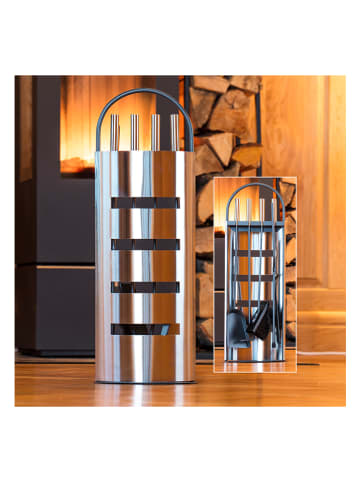 Everysentials 5-delige set: haardgereedschap zilverkleurig - (B)23 x (H)66 x (D)14,5 cm