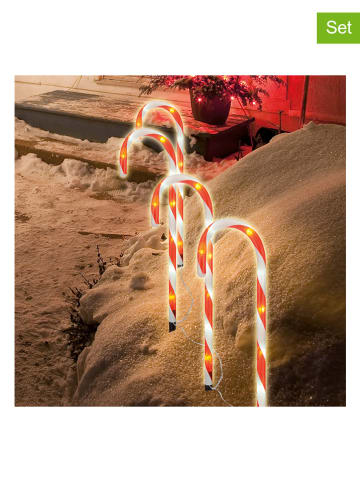 Hollybell 4er-Set: LED-Gartenstecker in Rot/ Weiß - (H)44 cm
