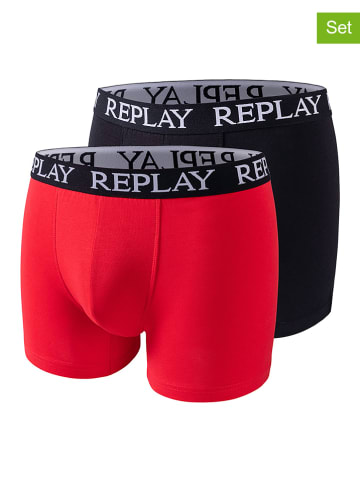 Replay 2er-Set: Boxershorts in Rot/ Schwarz