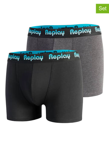 Replay 2er-Set: Boxershorts in Grau/ Schwarz
