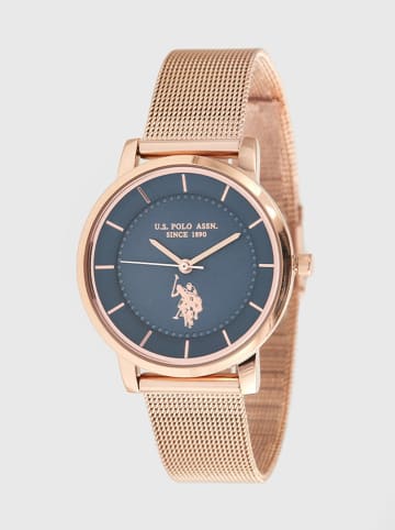U.S. Polo Assn. Quarzuhr in Roségold/ Dunkelblau