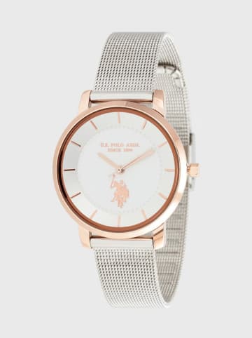 U.S. Polo Assn. Quarzuhr in Silber/ Roségold/ Weiß