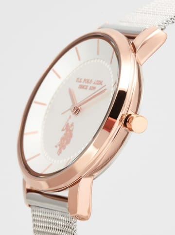 U.S. Polo Assn. Kwartshorloge zilverkleurig/roségoudkleurig/wit