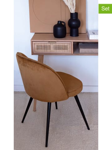 Deco Lorrie 4-delige set: stoelen "Ingrid" lichtbruin - (B)50 x (H)77 x (D)48 cm