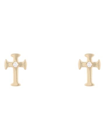 OR ÉCLAT Złote kolczyki-wkrętki "Cross" z kryształami