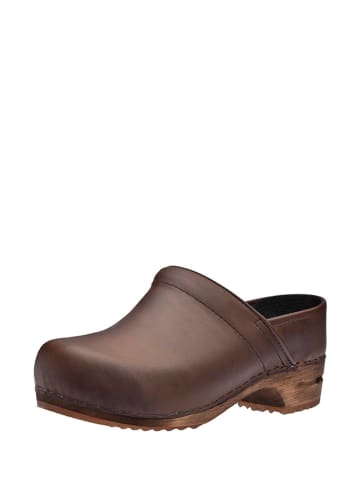 Sanita Leren clogs "Jamie" bruin