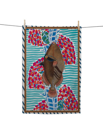 Madre Selva Ściereczka w kolorze turkusowym ze wzorem do naczyń - 70 x 50 cm