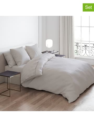 Cacharel textiles 4tlg. Satin-Bettwäsche-Set "Uni" in Taupe