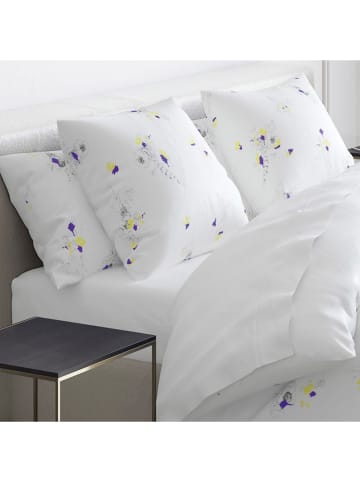 Cacharel textiles Satijnen hoeslaken "Esquisse Floral/ Birds/ Aurore'' wit