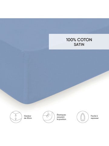 Cacharel Prześcieradło satynowe "Uni" w kolorze niebieskim na gumce