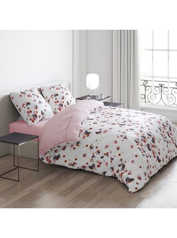 Cacharel Satijnen beddengoedset "Aurore" wit/lichtroze