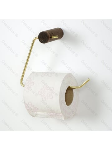 Evila Uchwyt w kolorze złotym na papier toaletowy - 13 x 18 x 8 cm