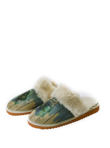 Calceo Hausschuhe in Dunkelbeige/ Bunt