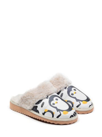 Calceo Pantoffels wit/lichtgrijs/meerkleurig
